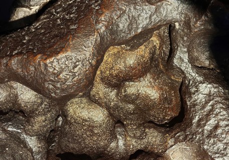 Shiny surface of an iron meteorite, exhibit was found in 1910 in South Africa, German Mining