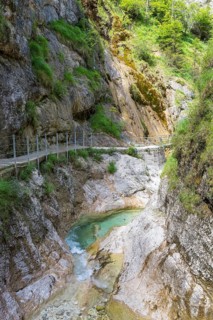 Hiking trail through the Almbach Gorge near Ettenberg, Berchtesgadener Land, Bavaria, Germany