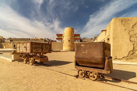 Wagons in the courtyard of Sultan Selim's Ottoman fort in Al-Qusair or El Quseir, Egypt