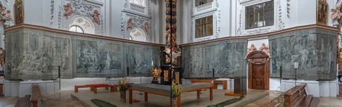 Collage, fasting hangings painted on canvas on both sides, Kremser Schmidt painted in 1777, left
