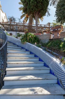 Staircase in the garden of Casa Don Bosco, Ronda, Malaga Province, Andalucia, Spain