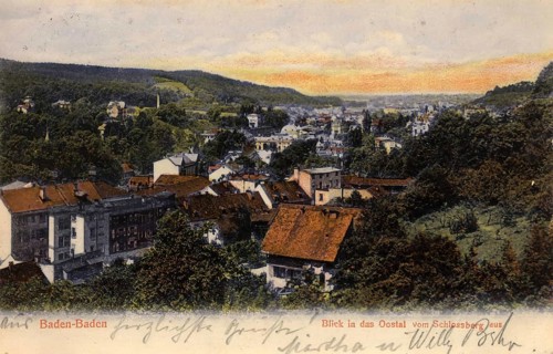 Historical postcard around 1910, Baden-Baden, spa town in the Black Forest, Baden-Württemberg,