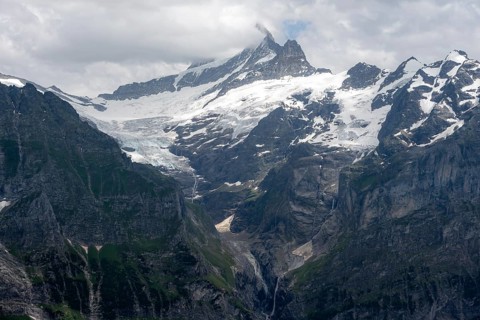 Großes Fiescherhorn mountain summit and glacier, Grindelwald, Bernese Alps, Bernese Oberland,