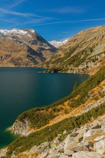Kölnbrein reservoir on a bright sunny morning. Carithia, Austria