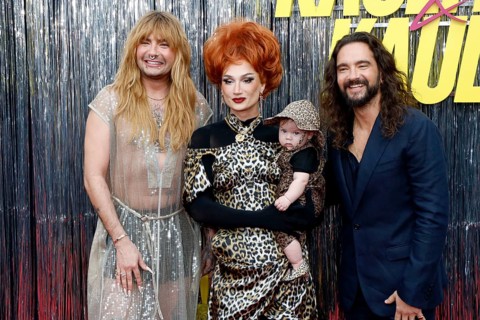 Bill Kaulitz, Candy Crash with adopted baby daughter Berlin, Tom Kaulitz at the premiere of the 3rd