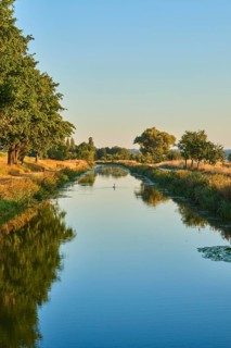The old Ludwig-Donau-Main-Kanal near Neumarkt at sunrise, Upper Palatinate, Bavaria, Germany