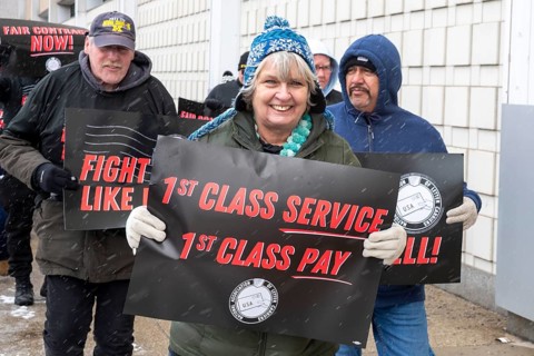 Detroit, Michigan USA - 22 February 2026 - Letter carriers rally at the Detroit post office as