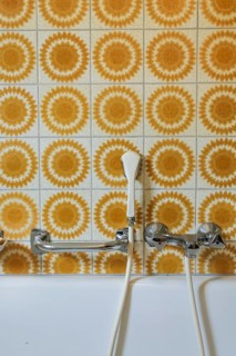 Lost Places, abandoned house, vacant building, old-fashioned bathroom, tiles from the 1970s,