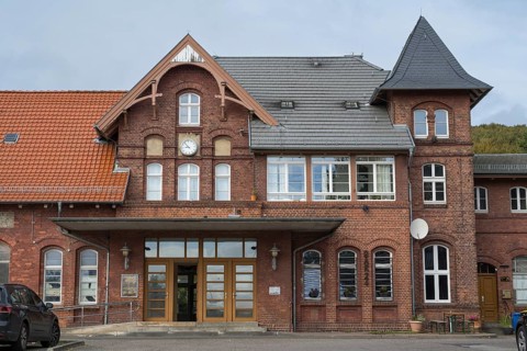 Station, listed building, Sassnitz, Rügen, island, Baltic Sea, Mecklenburg-Western Pomerania,