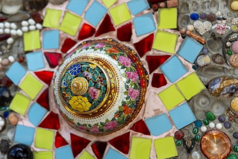 Main chedi (Phra That) decorated with over 5 million colourful mosaic stones and ceramic pieces,