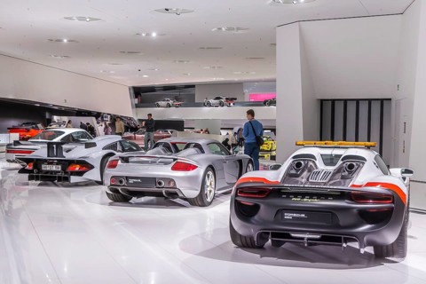 Porsche Museum Stuttgart-Zuffenhausen. The automotive museum of Dr. Ing. h.c. F. Porsche AG shows