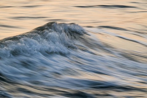 Refracting wave, evening light, long exposure, Houvig Beach, North Sea, Denmark