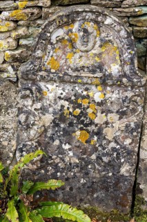 Old tombstone, cemetery, St Mary's Church, Bibury, The Cotswolds, England, Great Britain