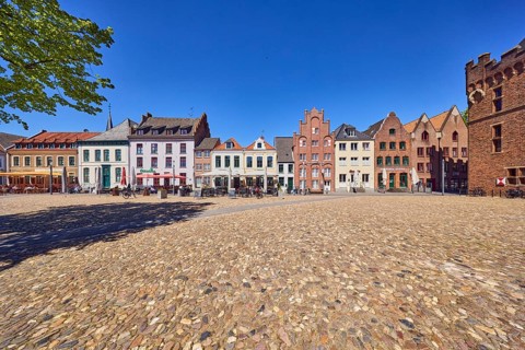Old town, historic town center, historic houses, buildings, residential buildings and commercial