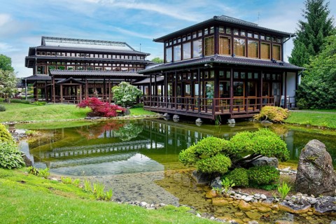 Japanese garden, botany, plants, garden of bliss, plant pavilion, tea house, spa town, Bad