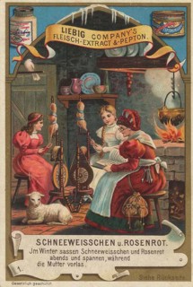 Fairy tale picture series, scene from the fairy tale Snow White and Rose Red, in which the two
