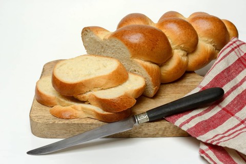 Sliced butter braid with knife