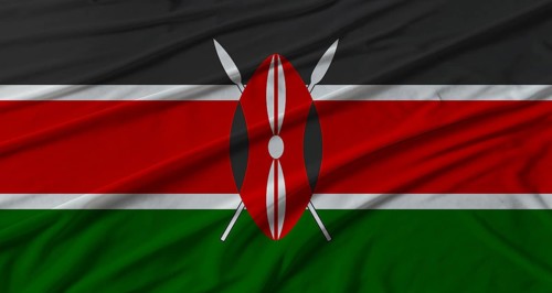 Kenya flag waving. Flag of Kenya with cloth texture
