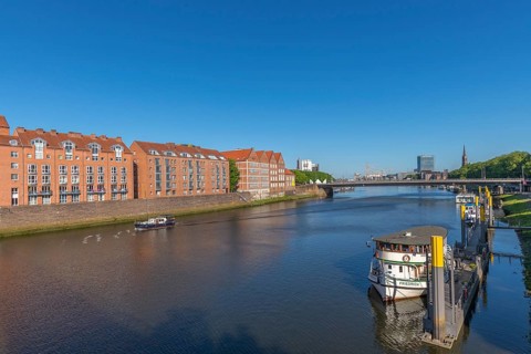 Residential district and culture, Weser island, Hanseatic city of Bremen, city-state, tarmac,