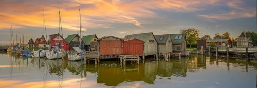 Hafen Althagen Abendrot Panorama Ahrenshoop Germany