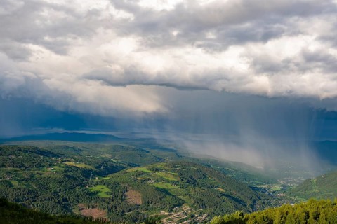 Rain shower over Gol, Hallingdal, Buskerud, Norway