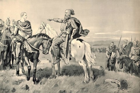 Meeting between the Roman general Julius Caesar, Caesar, and the Germanic king and general