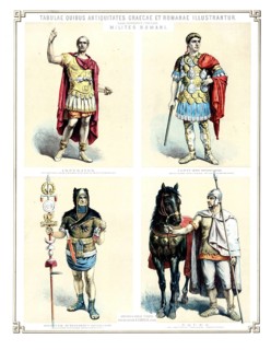 Roman soldiers, including an imperator – a Roman general or emperor – in magnificent ceremonial