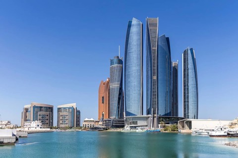 Abu Dhabi Skyline Etihad Towers skyscrapers in Abu Dhabi, United Arab Emirates