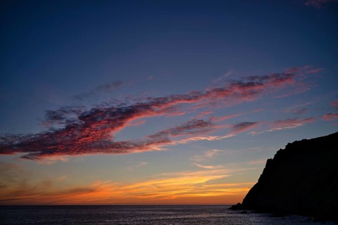 Sunset, sunset at sea, dramatic clouds, iCot Valley Beach, Porth Nanven, coast, St Just in Penwith,