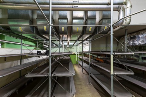 Bedroom in a disused nuclear bunker, built for 2, 400 people in the 1970s under Nuremberg Central