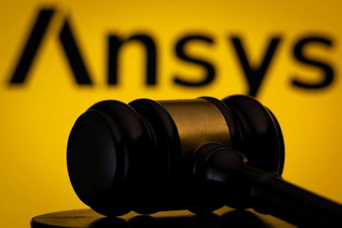 Dhaka, Bangladesh - 12 May 2026: A wooden judge's gavel is seen in front of the Ansys logo