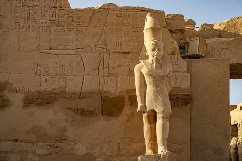 Statue of the pharaoh in the Karnak temple in Karnak near Luxor, Egypt