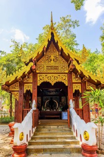 Small public temple, in the Wat Chiang Yuen Buddhist temple complex, Chiang Mai, Thailand