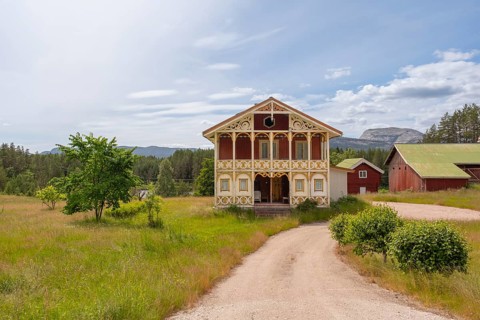View of a historic Norwegian wooden house, Kviteseid, Telemark, Norway
