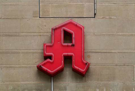 Logo, pharmacy sign, red, Stuttgart, Baden-Württemberg, Germany