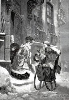 Typical image of the winter transport of the upper classes in the Victorian era, sled. In the