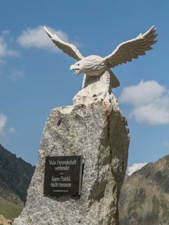 Detailed photo Eagle Memorial Stone Friendship Memorial with memorial plaque Memorial plaque at the