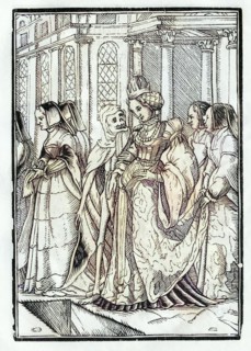 Der Tod kommt für die Kaiserin nach Hans Holbein d. J. Aus Der Todten Tanz, erschienen in Basel