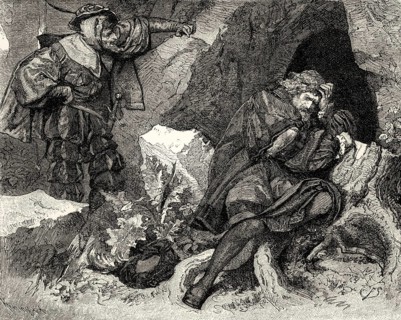 Faust and Mephistopheles, first part of the tragic play Faust by Johann Wolfgang von Goethe