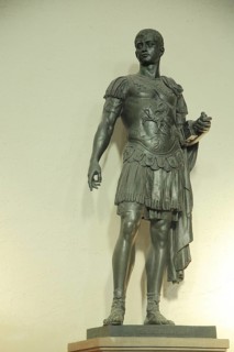 Roman figure with robe, Roman period, sculpture, UNESCO Roman fort Saalburg, Taunus, Hesse, Germany