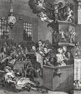 Credulity, Superstition and Fanaticism, 1762, caricature by William Hogarth, 1697-1764