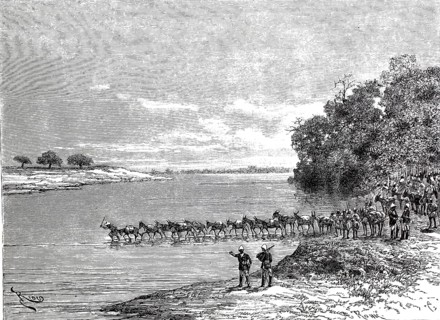 Crossing the Base or Basing River, Exploring expedition of General Joseph Gallieni (1849-1916) in