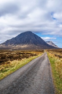 Mountains and Moors over Glen Etive Valley, Glencoe, Highlands, Scotland and Buachaille Etive Mòr,