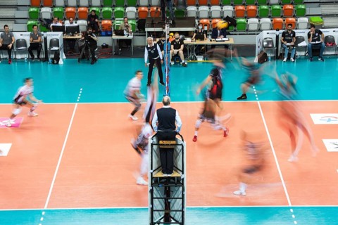 LUBIN, POLAND - DECEMBER 9, 2020: Men's Volleyball Polish PlusLiga match Cuprum Lubin VS Asseco