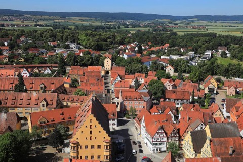 Old town, city view from above, from Daniel church tower, Nördlingen, Nördlingen, Donau-Ries