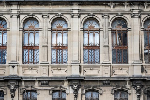 Detailed view of the Musée des Beaux-Arts et d'Archéologie de Troyes, former Saint Loup Abbey in