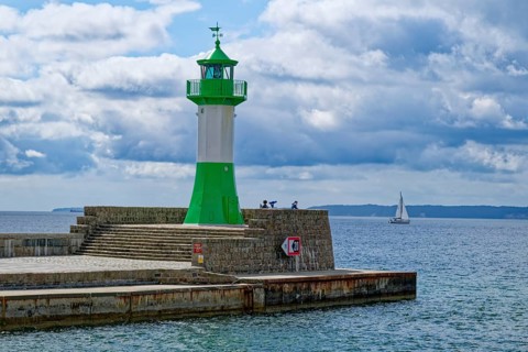The lighthouse is the pier fire of Sassnitz on the pier head of the Sassnitz city harbor on the