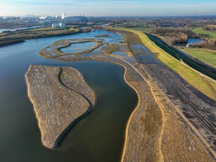 Haltern-Marl, North Rhine-Westphalia, Germany - Lippe, flood protection in the