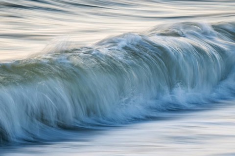 Refracting wave, spray, long exposure, Houvig Beach, North Sea, Denmark
