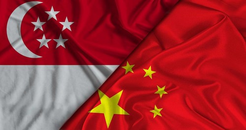 Bilateral relations between Singapore and China. Flag of Singapore and China